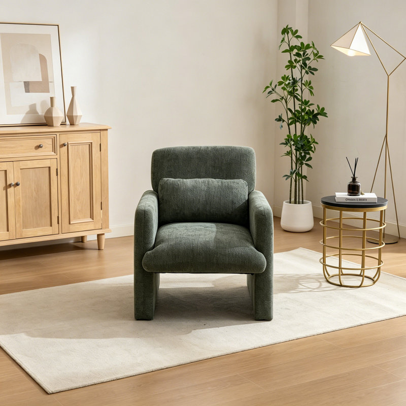 Upholstered Armchair with pillow, Antique Green