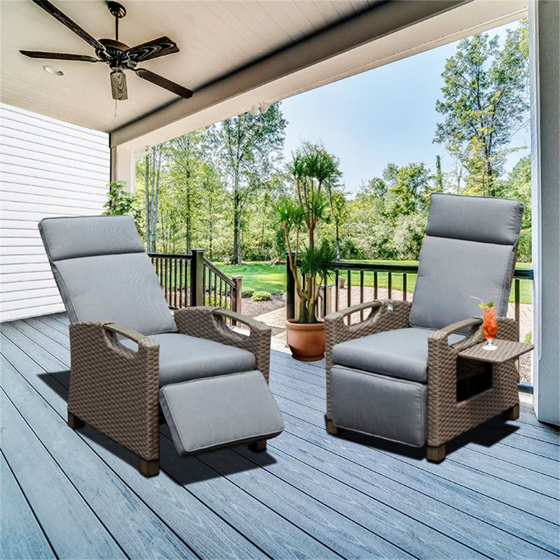 Fauteuil inclinable d'extérieur, Fauteuil inclinable pour l'intérieur et l'extérieur, Gris, Gris