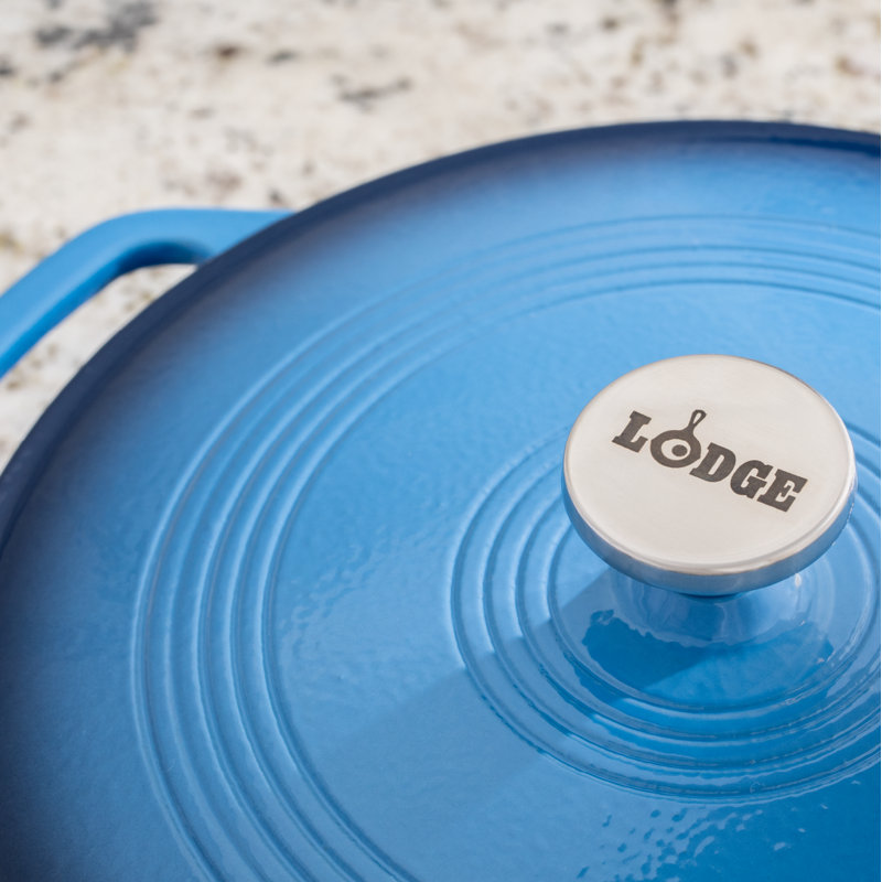 Blue Enameled Cast Iron Covered Casserole, 3.6 Quart