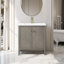 Meuble-lavabo sur pied à simple cuve 30 po avec plateau en céramique blanche-119711647-105208974-105208973