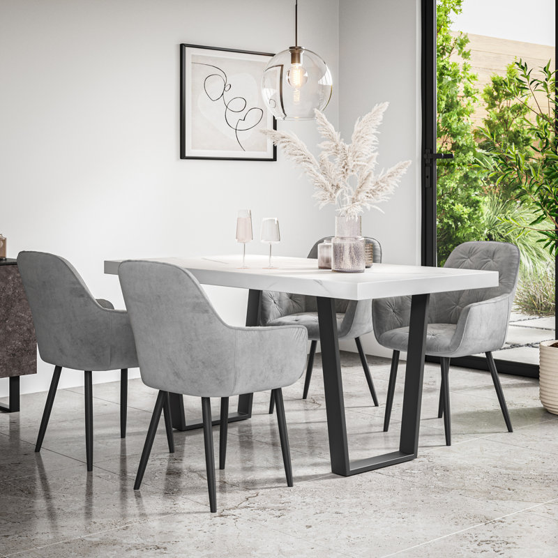 Ahlina 6 - Person Dining Set, White/Black/Grey