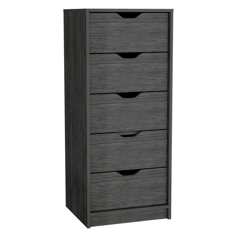 Commode haute 5 tiroirs avec système coulissant pour le rangement dans la chambre à coucher | Idée de cadeau, Brun