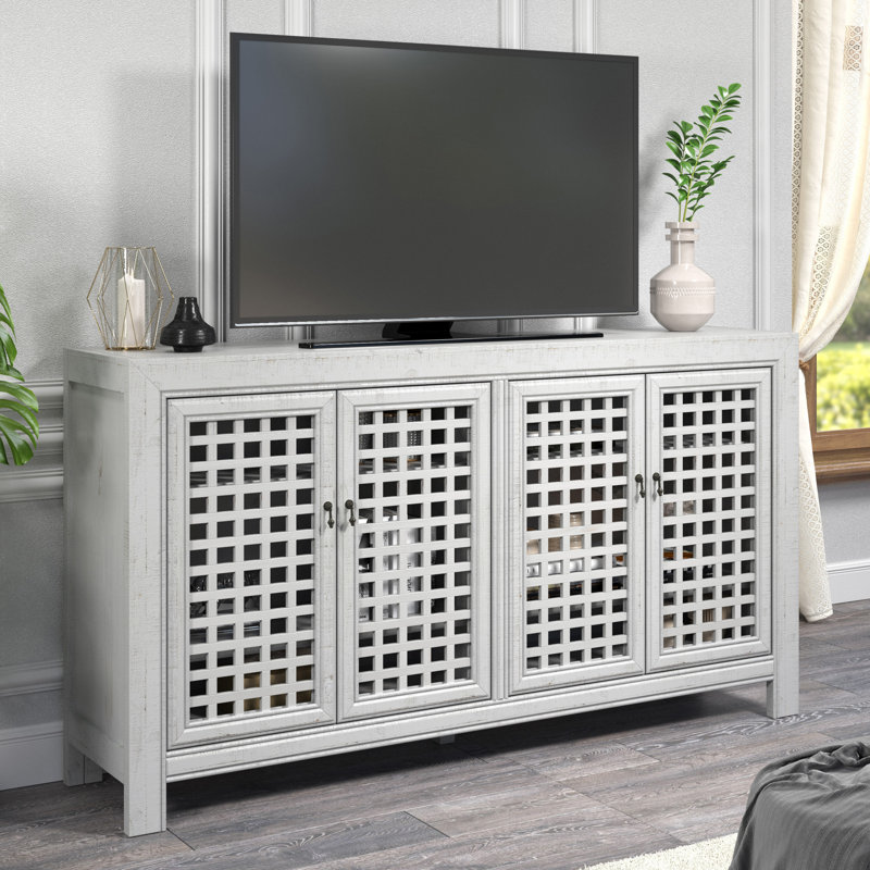 Buffet en bois de pin de 70 po de largeur Avionce, Gris poudré