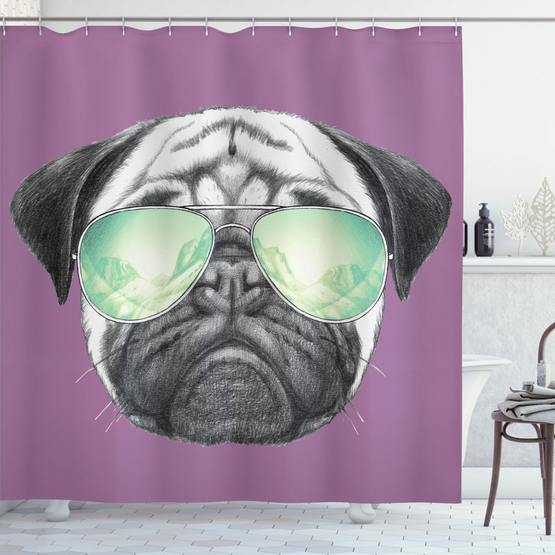 Ensemble de rideau de douche et crochets carlin, Fuchsia pâle, H 75 po x l 69 po