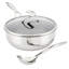 Circulon Clad Stainless Steel Chef Pan and Utensils with Hybrid SteelShield, 3 Piece, Silver