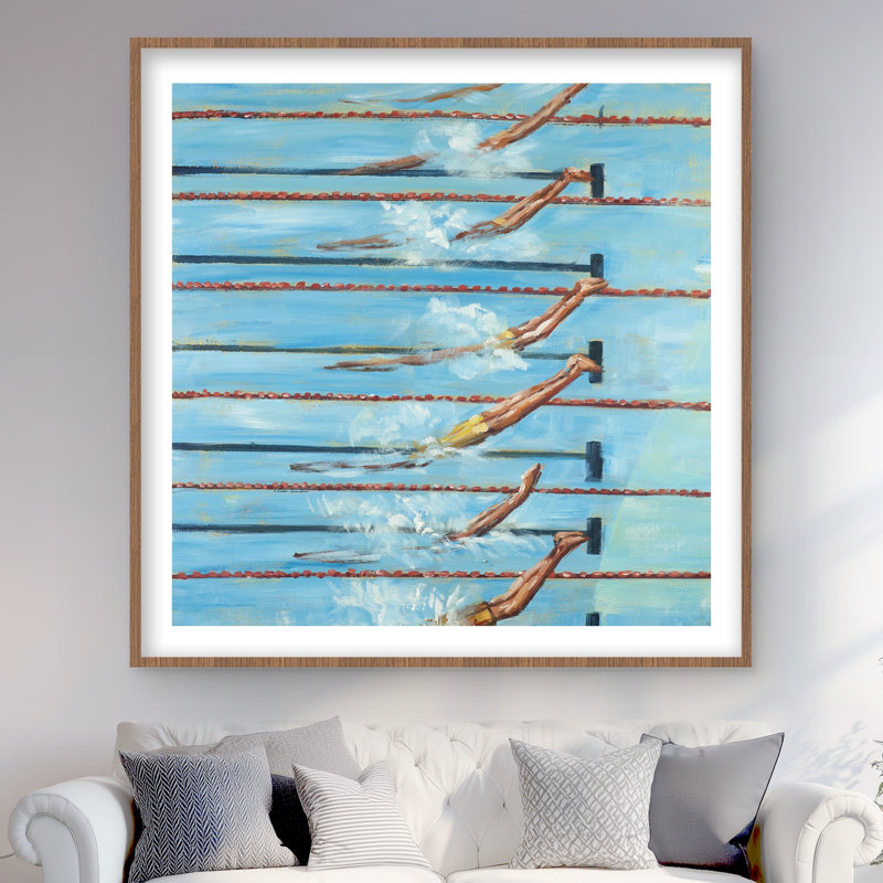 «Olympic Swimmers - Man Cave», reproduction encadrée, H 48 po x l 48 po, Brun