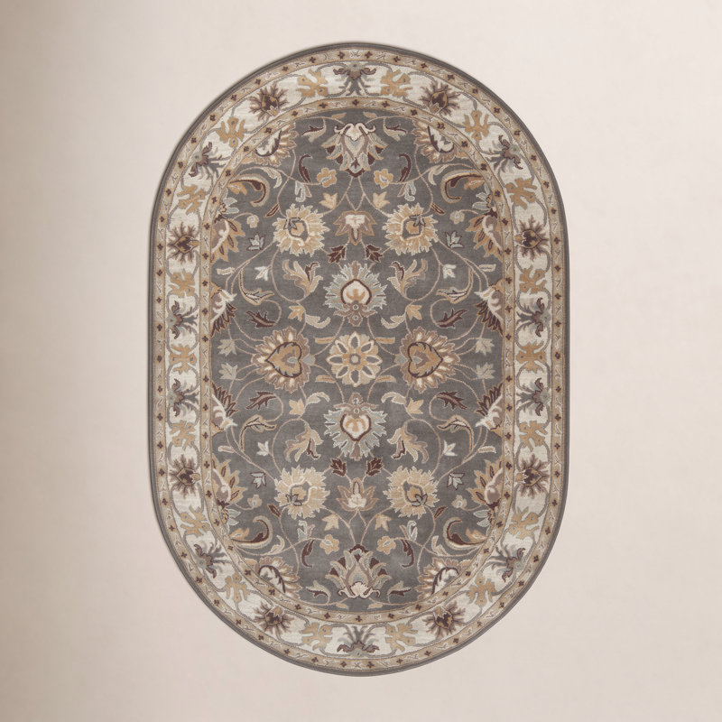 Arden Hand Tufted Wool Floral Indoor Rug, Oval 6' x 9'
