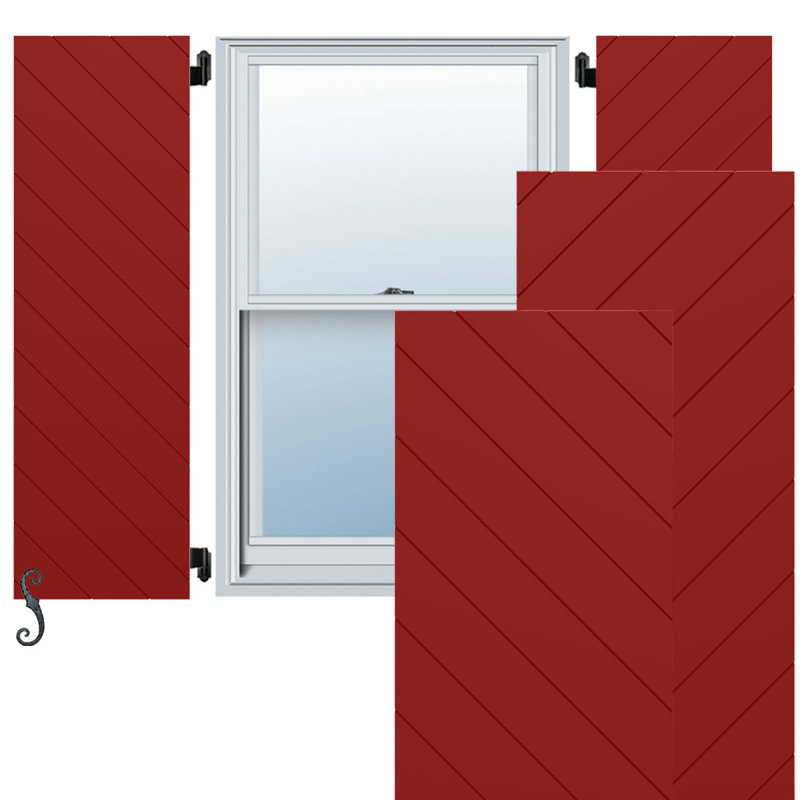 Volets de style moderne EnduraCore, L 12 po, Rouge feu, 72"H