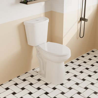 21" ADA High 2-piece Toilet , Comfortable Seat Height Dual-Flush Elongated Two-Piece Floor Mounted Toilet (Seat Included)