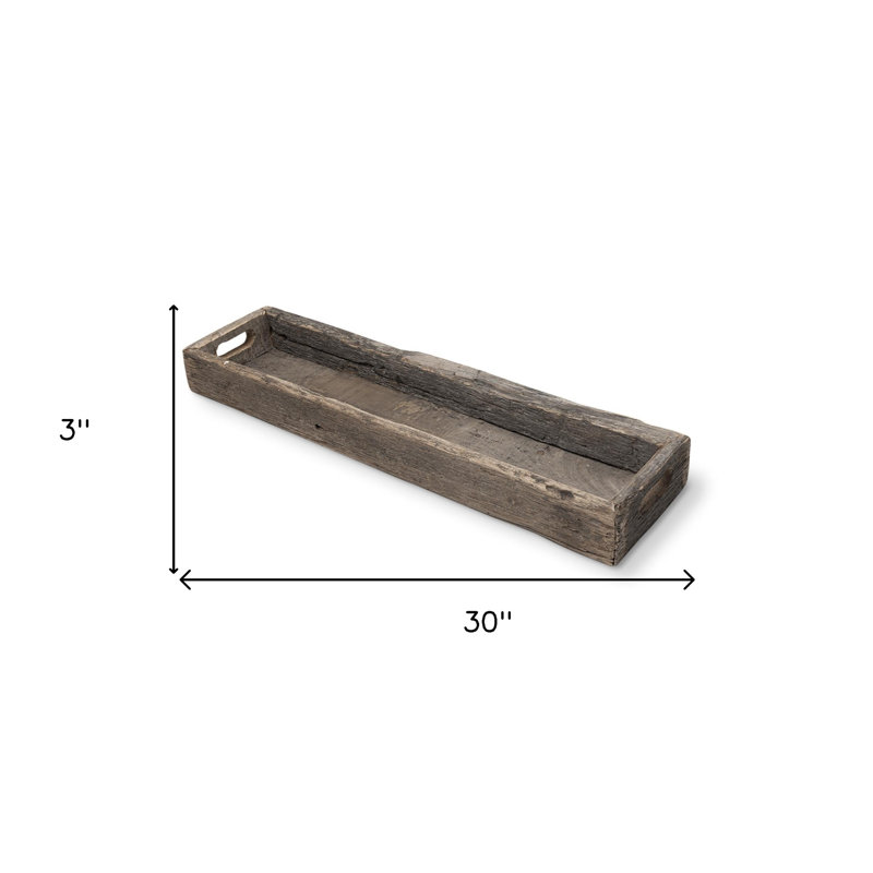 Plateau de service en bois Jake, H 3 po x l 30 po x P 7 po, Brun