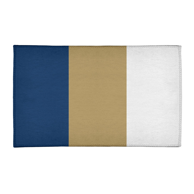 Tapis à rayures bleu marine/doré, Rectangle 9 pi x 12 pi