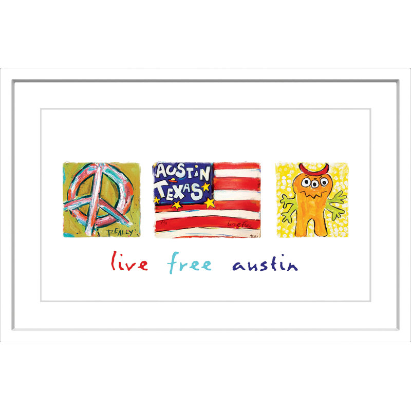 « live free austin' » par tori campisi, reproduction d’art encadrée, 16 po x 24 po