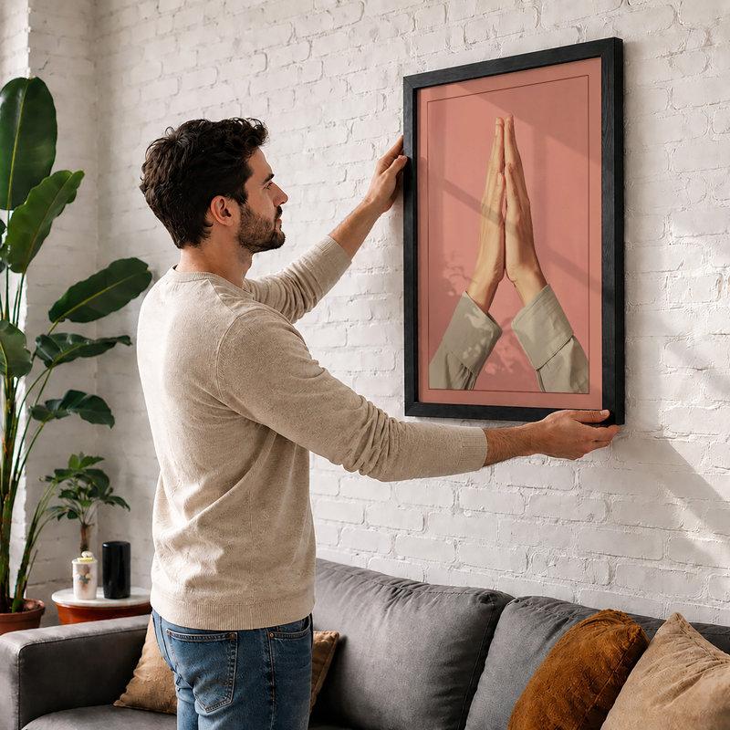 Hands in Balance Minimalist - Framed Print, A1 - 84.1 x 59.4 cm, Black
