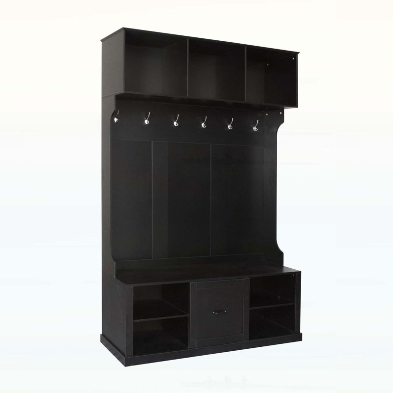 Versatile Hall Tree with Abundant Storage and Graceful Design for Home Enhancement, Black