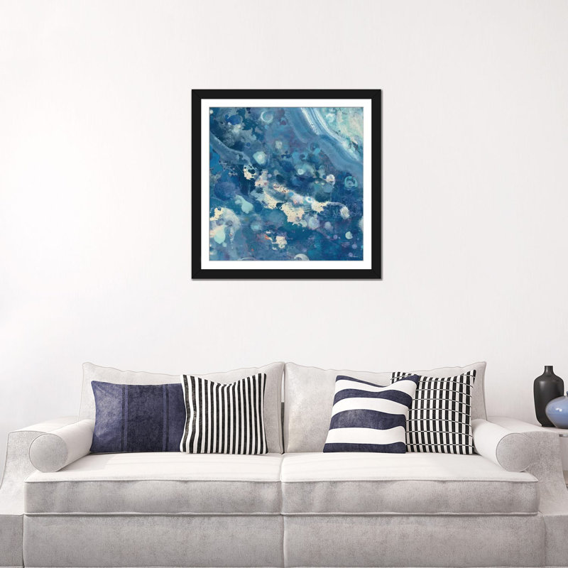 "water iii" , reproduction d’art sur toile tendue, H 16 po x l 16 po x P 1 po, Papier d'art encadré noir, Blanc