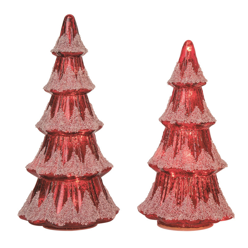  Ensemble de 2 décorations d'arbre de Noël en verre 14 po