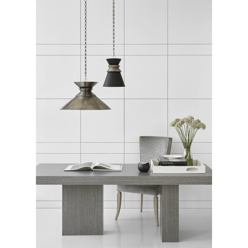 Chapman & Myers Alborg Small Stacked Pendant, Matte White, Polished Nickel