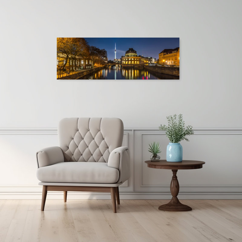 Art nocturne de la ville de Berlin, architecture contemporaine abstraite, H 12 po x l 36 po