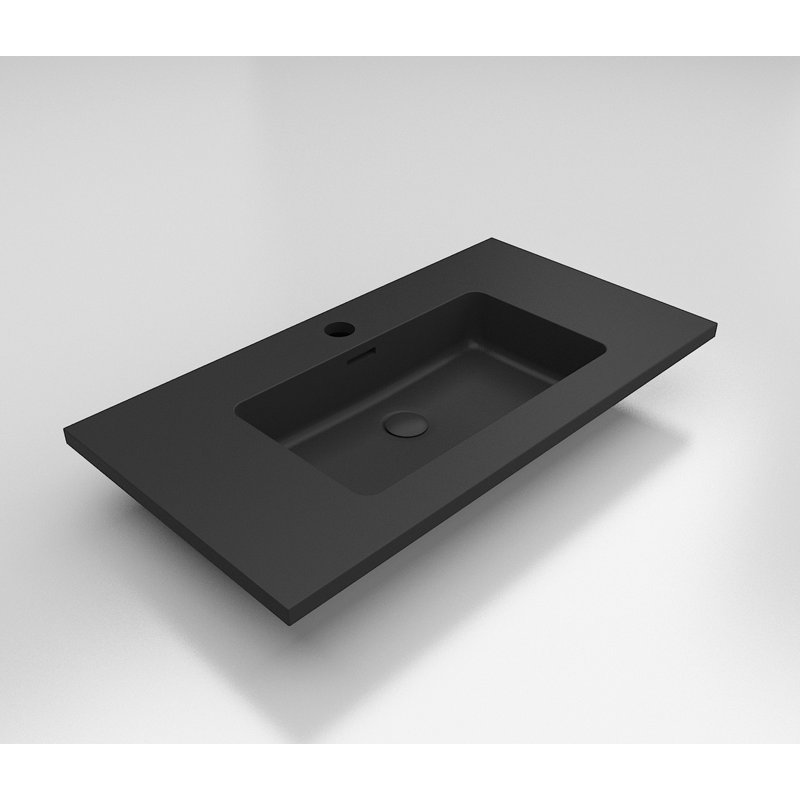 Lavabo de salle de bain rectangulaire intégré en polymère avec trop-plein 35,5 po Moore