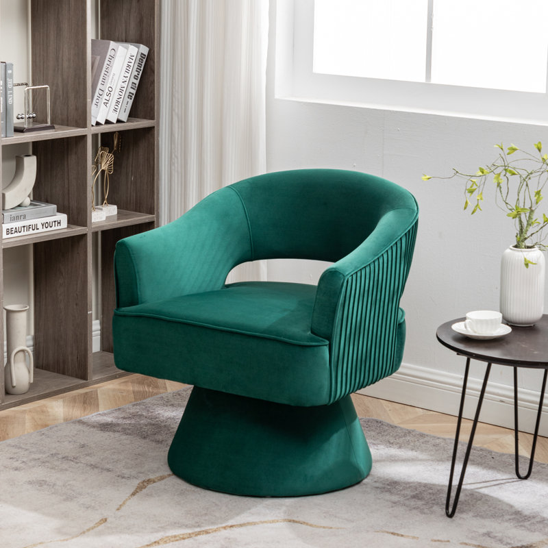 Fauteuil demi-tonneau Chynna, Velours vert foncé