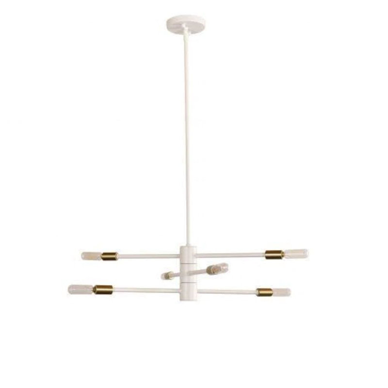 Lustre en acier à 6 lumières Yudi, Blanc / or doux