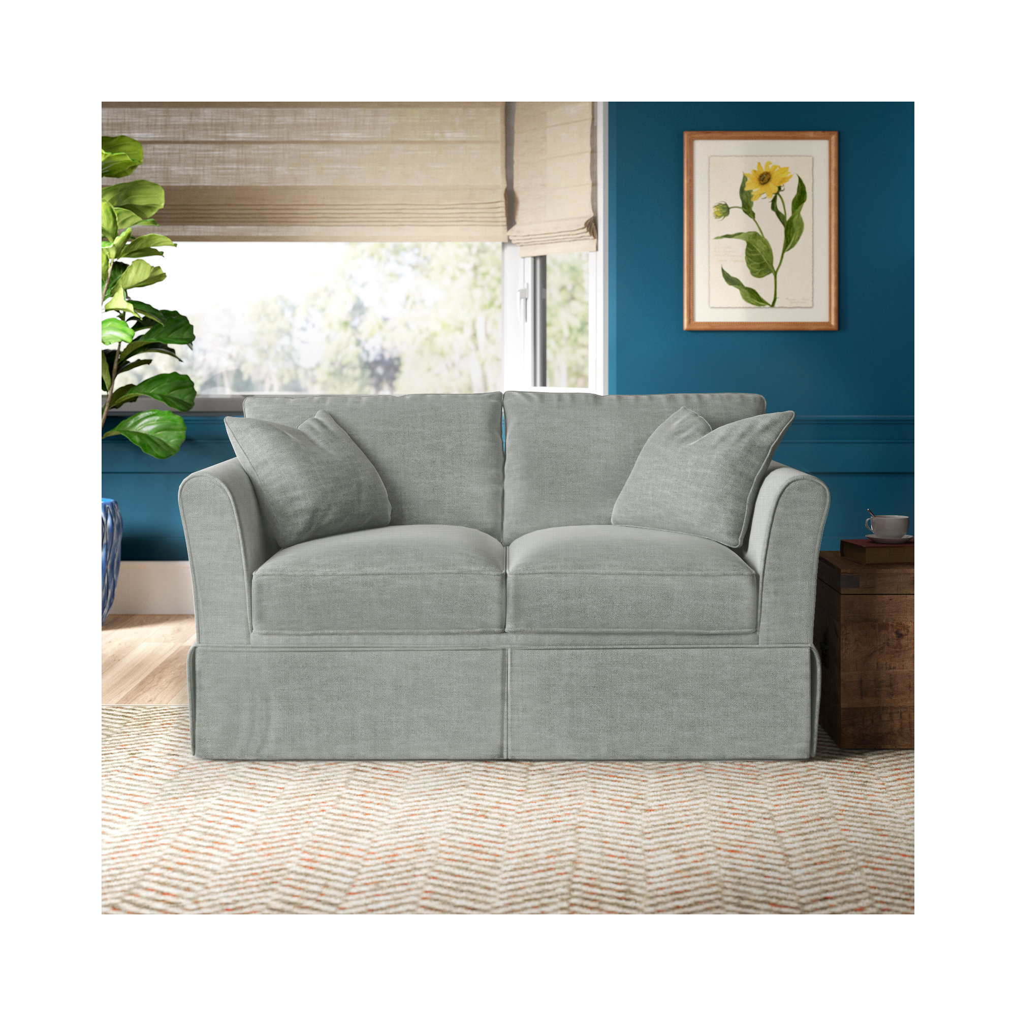 Shelby 60'' Upholstered Loveseat, Conversation Capri Basketweave