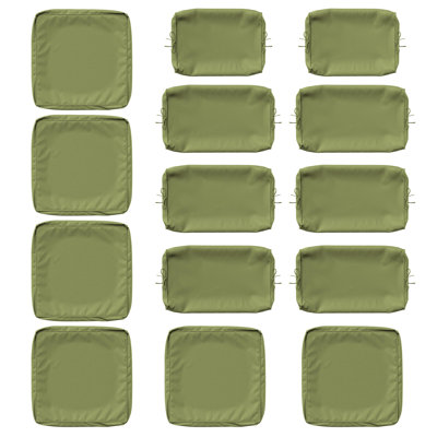 14 Pcs Outdoor Cushion Slipcovers All-Weather Patio Cushion Covers For Outdoor Furniture, Covers Only
