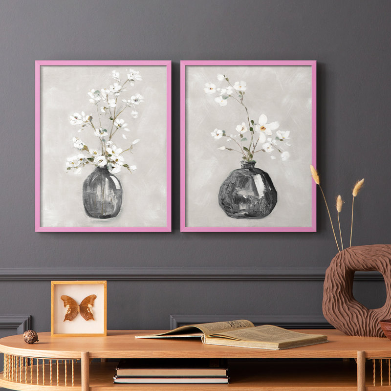Impression encadrée Cottage Premium I - prêt à accrocher - aucun clou requis - aucun clou requis, Rose, H 29 po x l 46 po