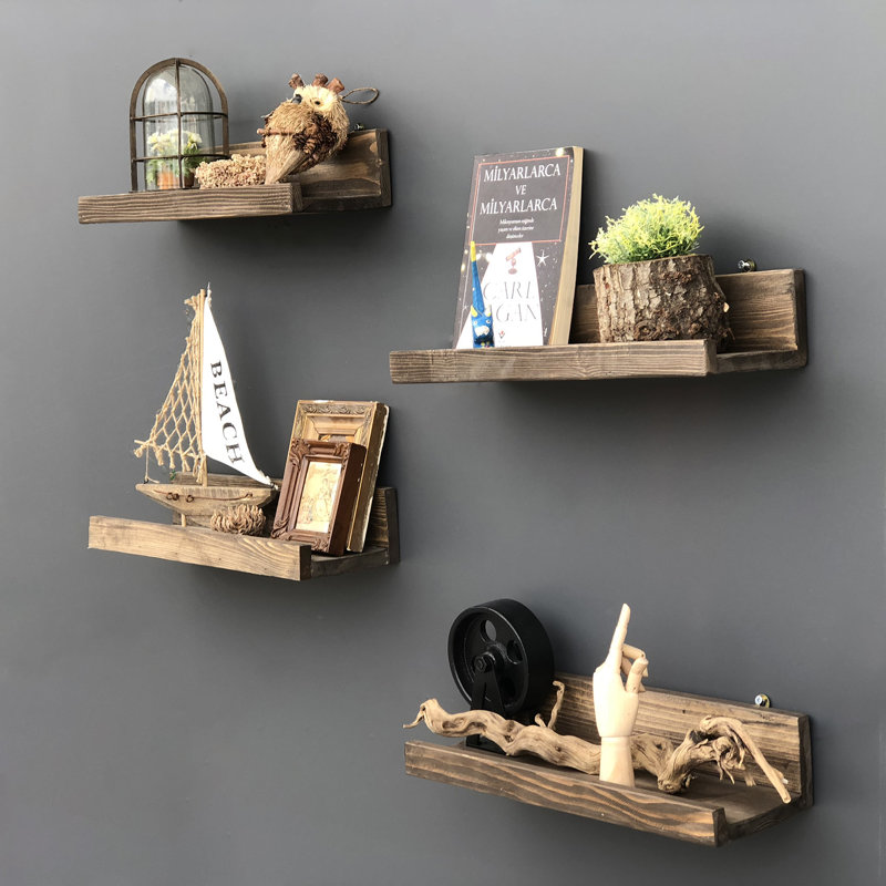 4 Piece Solid Wood Floating Shelf