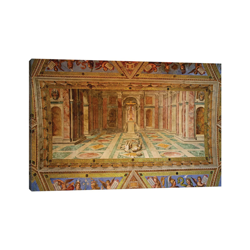 The Fall Of The Idols And The Rise Of Christianity (Central Panel, Ceiling, Room Of Constantine, Vatican), 1582 by Tommaso Laureti - Wrapped Canvas Painting