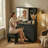 Makeup Vanity Set With Sliding Mirror And Lights-1927923874