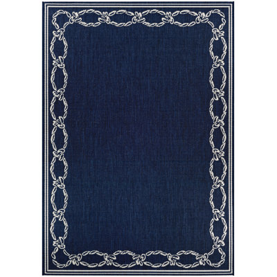 Dillow Rope Ivory Indigo Flatwoven Indoor Outdoor Area Rug