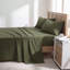 Ensemble de draps 4 pièces en polyester vert olive, literie pour grand / très grand lit: drap-housse (poche profonde de 16 po), drap plat et 2 taies d'oreiller, draps doux et infroissables pour la chambre à coucher-134436369