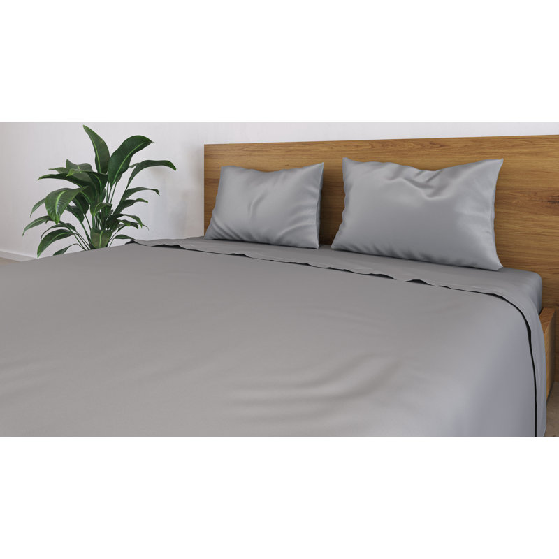 Panda 100% Bamboo Flat Sheet - Hypoallergenic and Breathable, Kingsize (5'), Quiet Grey