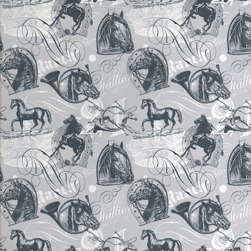 Tissu de chevaux, H 36 po x l 58 po x P 1 po