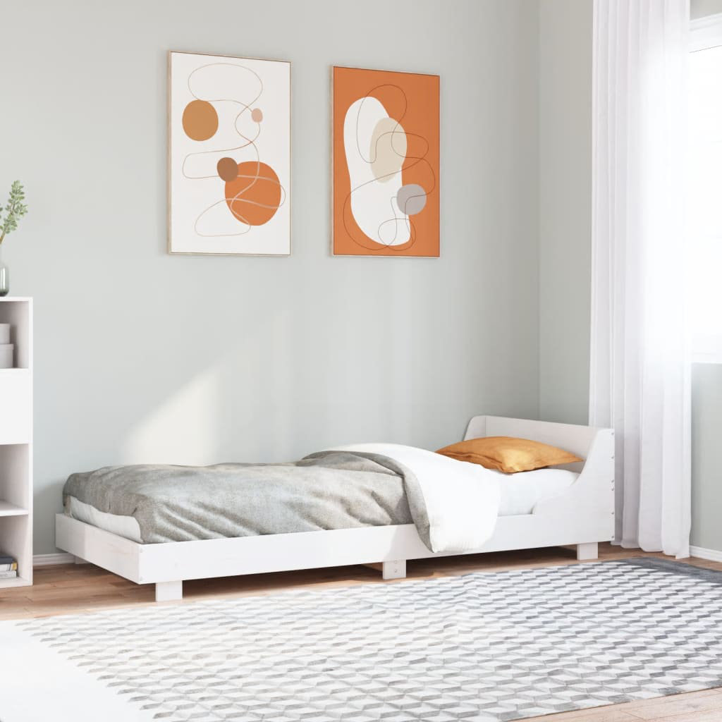 Vidaxl (White, 75 X 190 Cm) Bed Frame With Headboard Wax Solid Wood Pine - Image 3