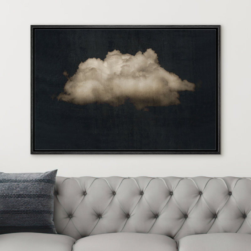 Nuage «Moody Black Modern Minimalist Neutral Artwork» - très grande impression sur toile encadrée, Noir, noir, noir, noir