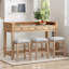 Ensemble de table de salle à manger 4 pièces avec 3 tabourets-213699378-255280684