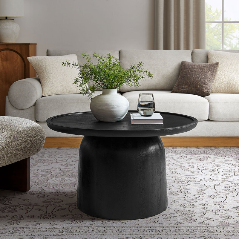 Table basse ronde en bois Holloway, Noir, noir, noir, noir