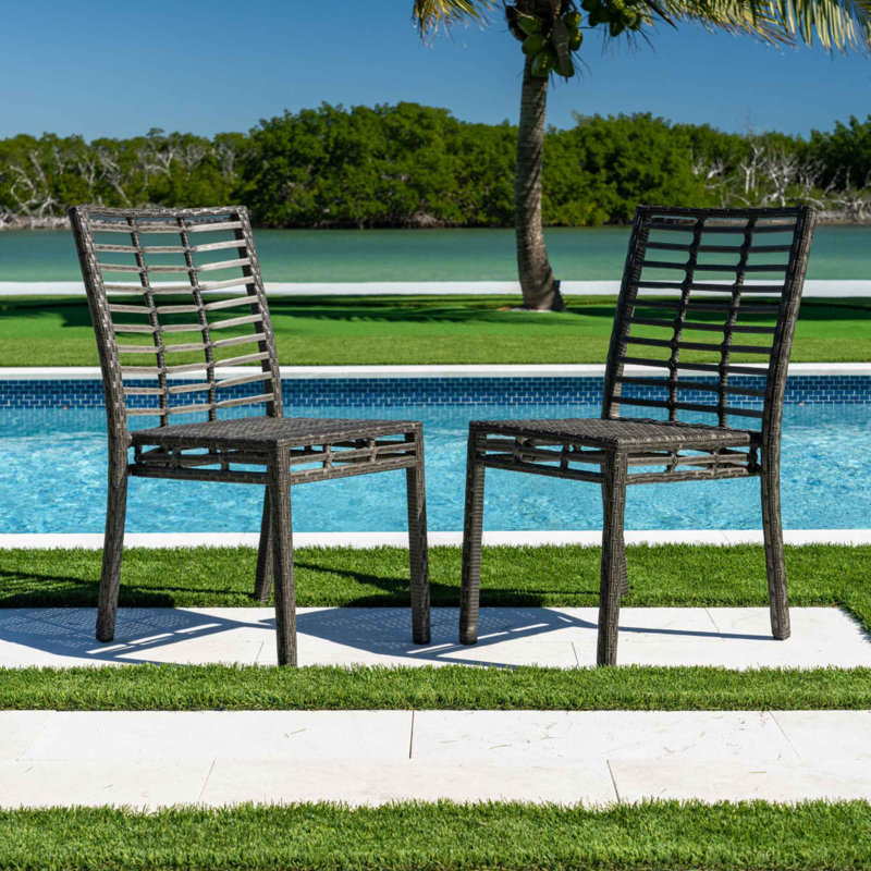 Graphite Outdoor Stacking Dining Side Chair with Cushions