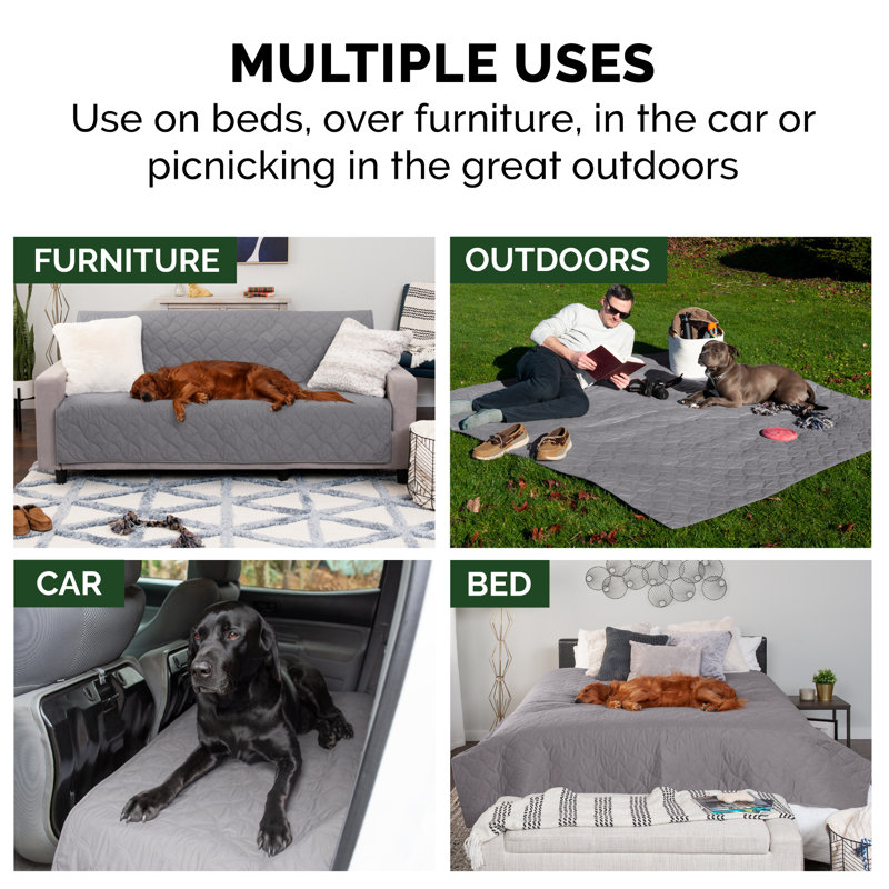 Gray Quilted Twill Waterproof Large Bed Protector