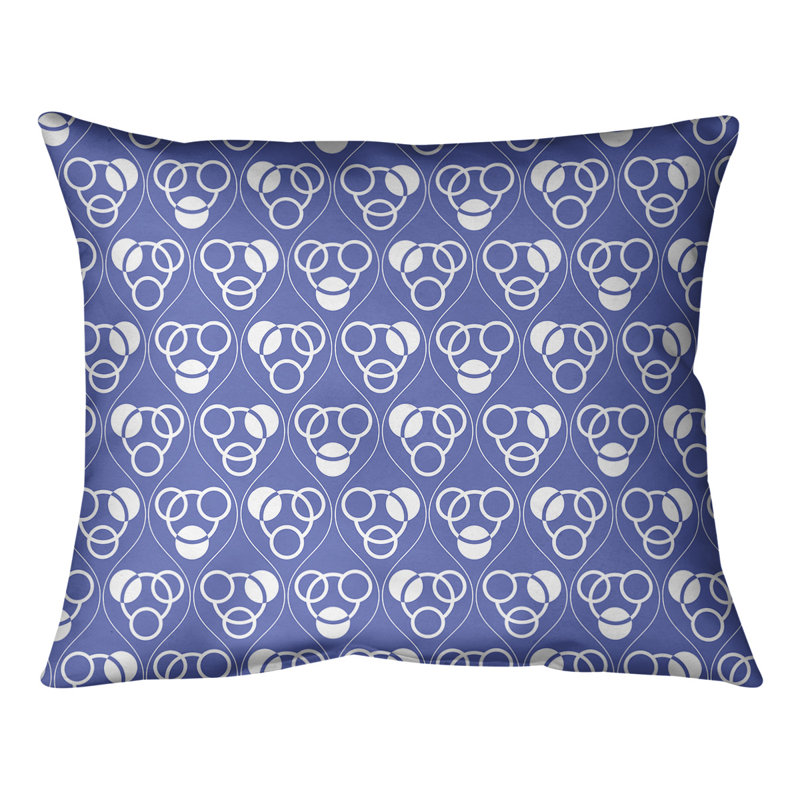 Coussin lombaire classique à motif de cercles Waves, H 10 po x l 14 po, Duvet / Plumes, Bleu/blanc