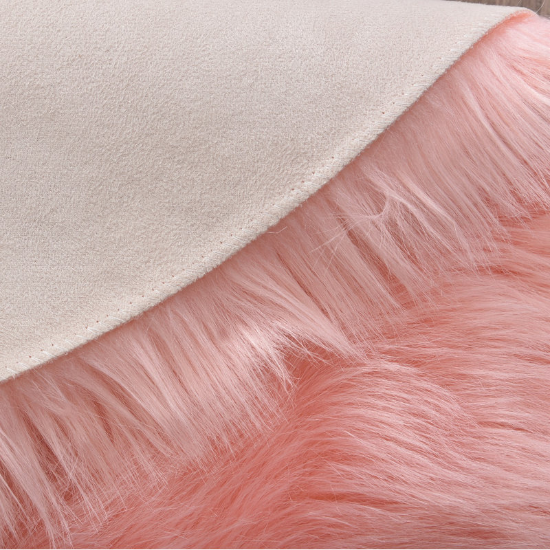 Faux Sheepskin Indoor Rug, Round 7'11", Pink