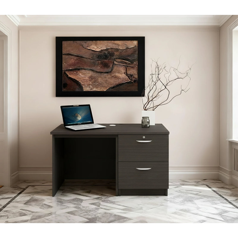 Walshaw Solid Wood Base Computer Desk, Black Havana