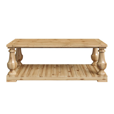 Farmhouse Solid Wood 2-Tier Coffee Table with Turned Legs