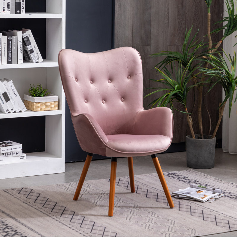 Fauteuil d'appoint capitonné Doarnin, chaise rembourrée simple, chaise de salle à manger, Velours mauve