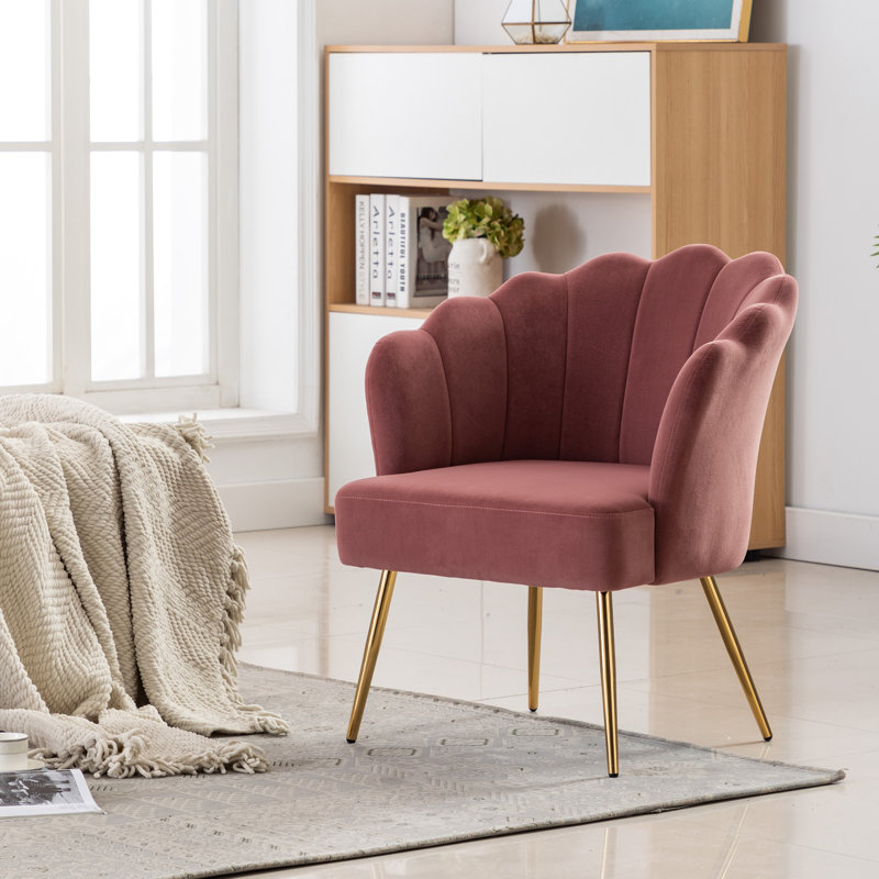 Fauteuil demi-tonneau 26,75 po, Velours rose