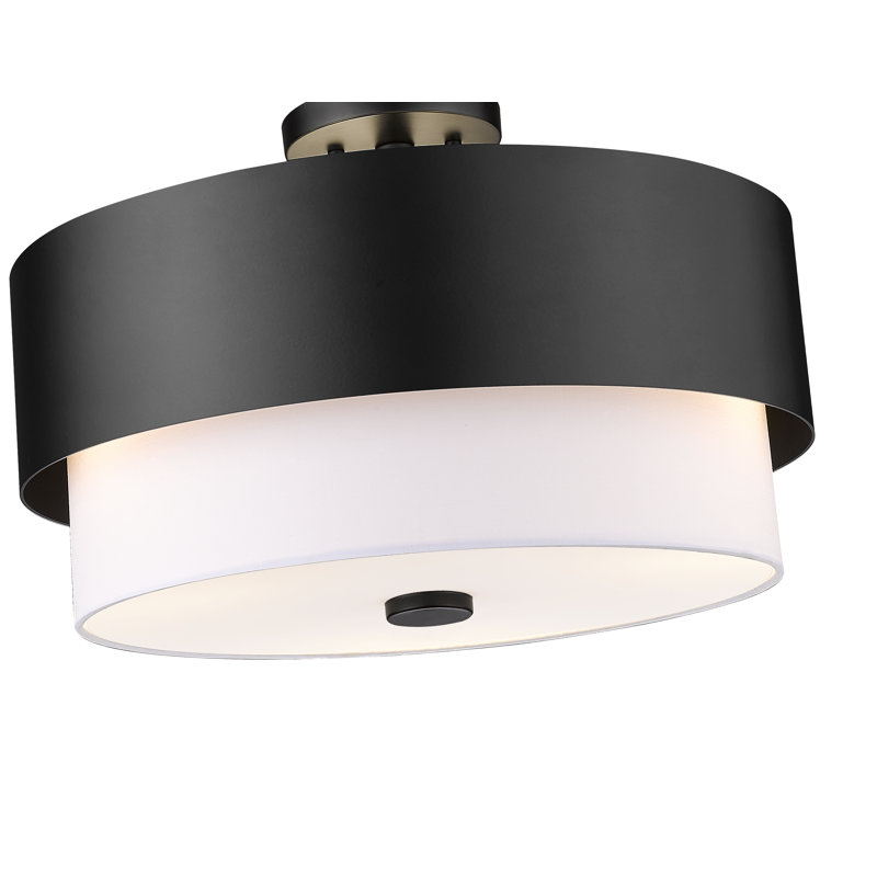 Plafonnier semi-encastré en tissu Ayaniah, Noir mat