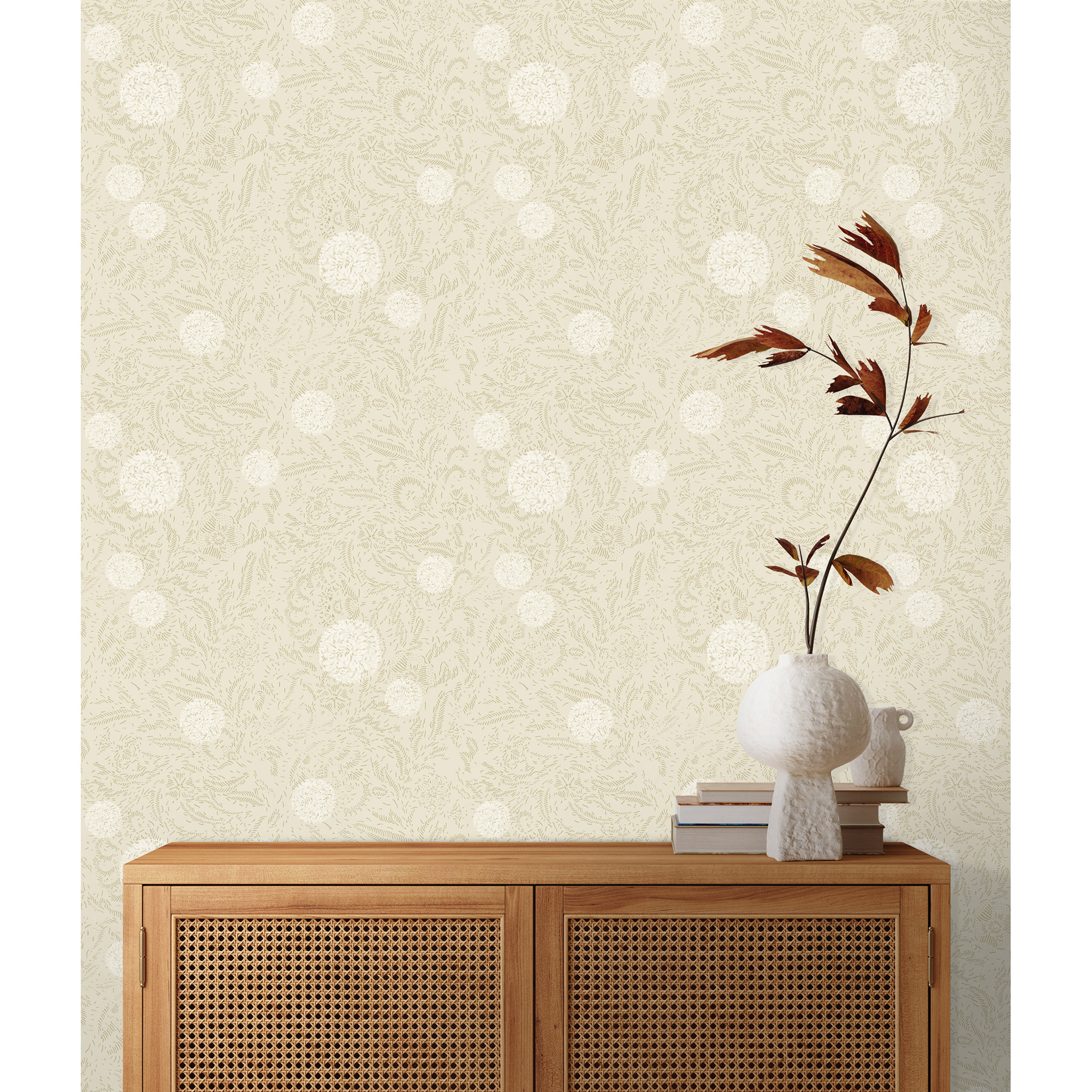 Yuki Osada Floral Wallpaper, Tan/Cream