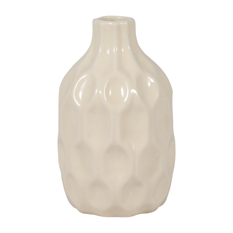 Vase alvéolaire en céramique alvéolaire de 8 po - Décoration de table contemporaine ivoire pour la maison ou le bureau - Décoration de centre de table de mariage - Idée cadeau facile